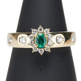 K18YG イエローゴールド エメラルド ダイヤ0.10ct リング 指輪 レディース 11.5号 【中古】